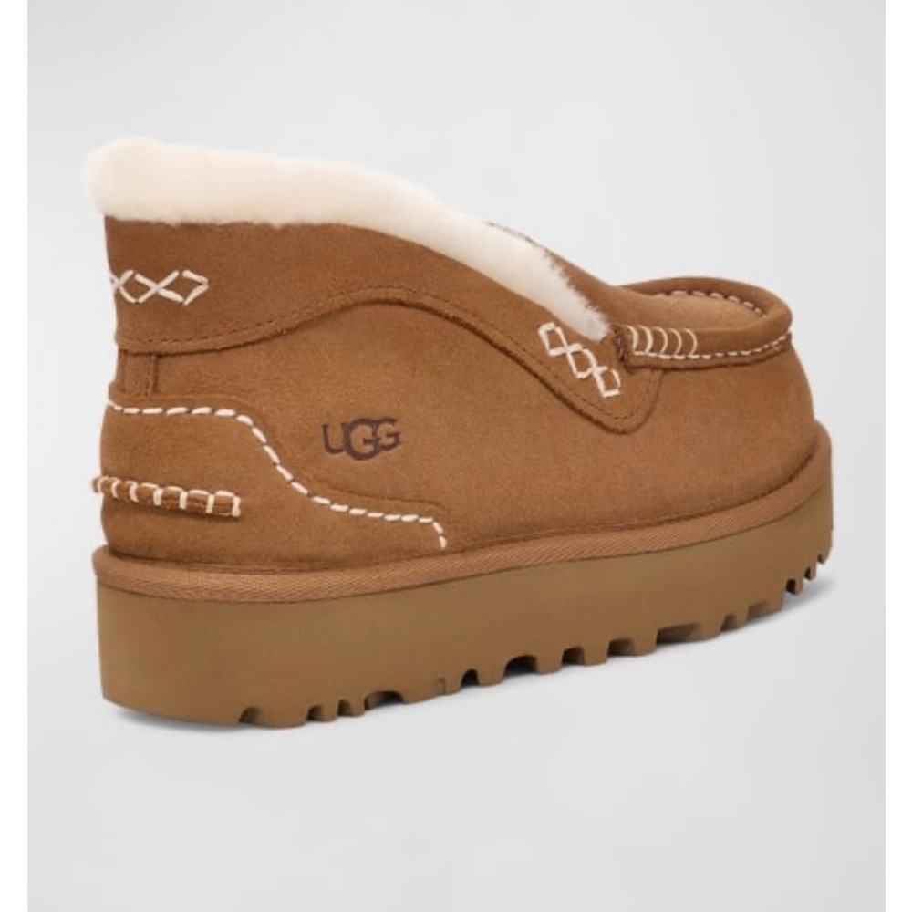 UGG Ansley Suede Shearling Slip-On Loafers